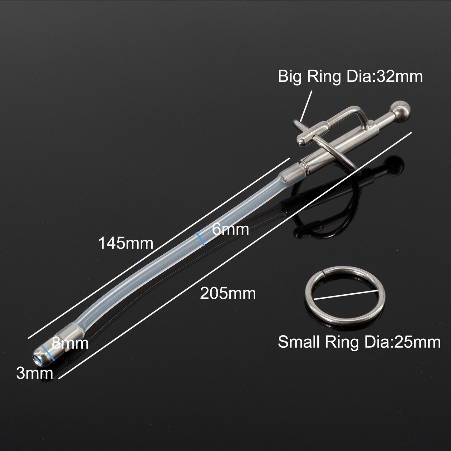 Stainless Steel & Silicone Cum Through Wand Penis Plug