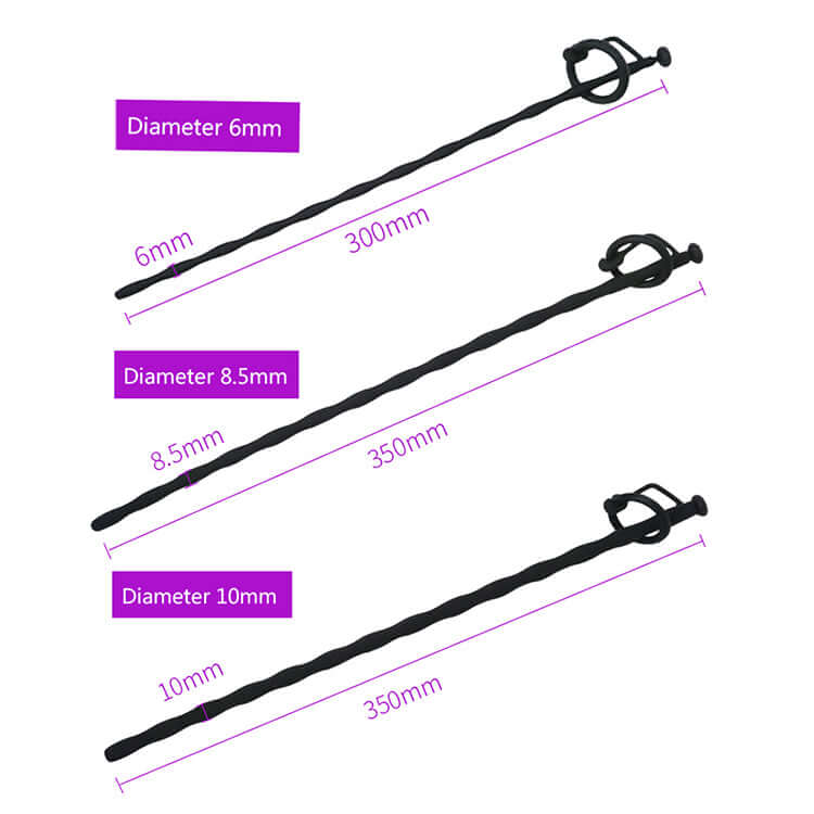 Silicone Braided Urethral Sound With Plug - penisplug.co.uk