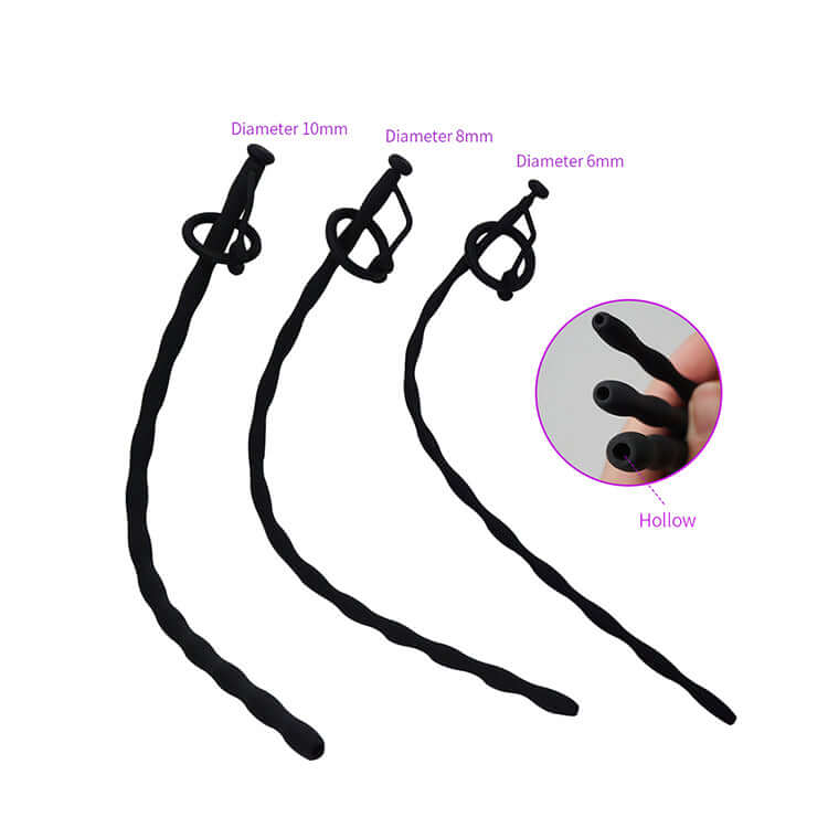 Silicone Braided Urethral Sound With Plug - penisplug.co.uk