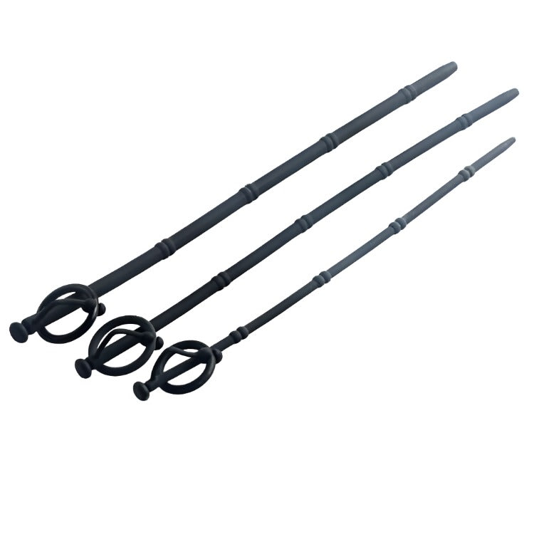 Silicone Textured Urethral Sounds With Plug - penisplug.co.uk