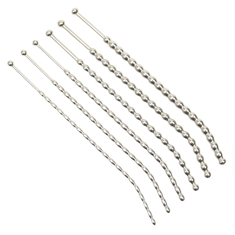 Stainless Steel Angled Beaded Urethral Sound - penisplug.co.uk