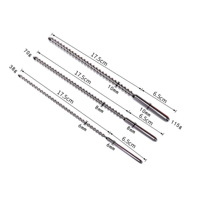 Stainless Steel Ribbed Urethral Sound - penisplug.co.uk
