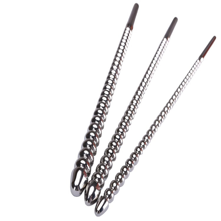 Stainless Steel Ribbed Urethral Sound - penisplug.co.uk