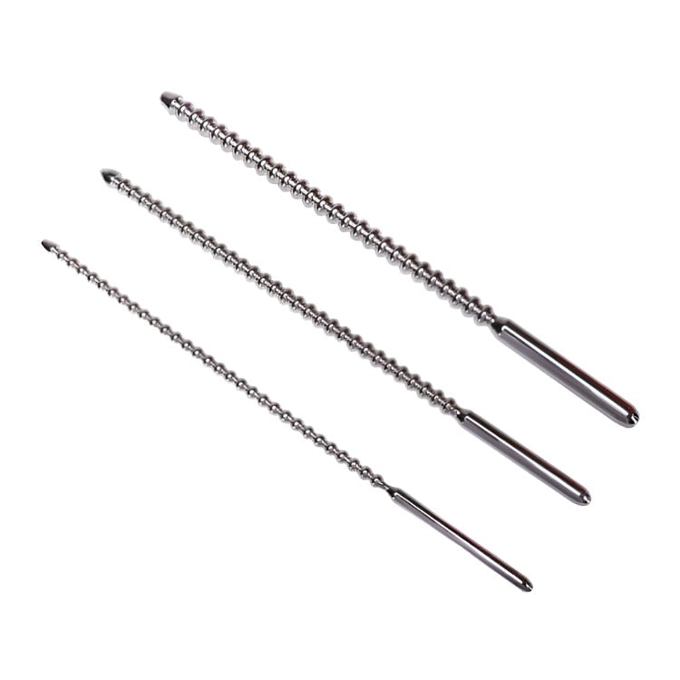 Stainless Steel Ribbed Urethral Sound - penisplug.co.uk