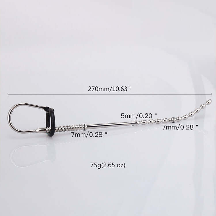 Stainless Steel Angled Beaded Penis Wand