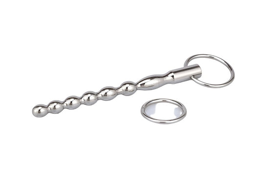 Stainless Steel Beaded Urethral Sound - penisplug.co.uk
