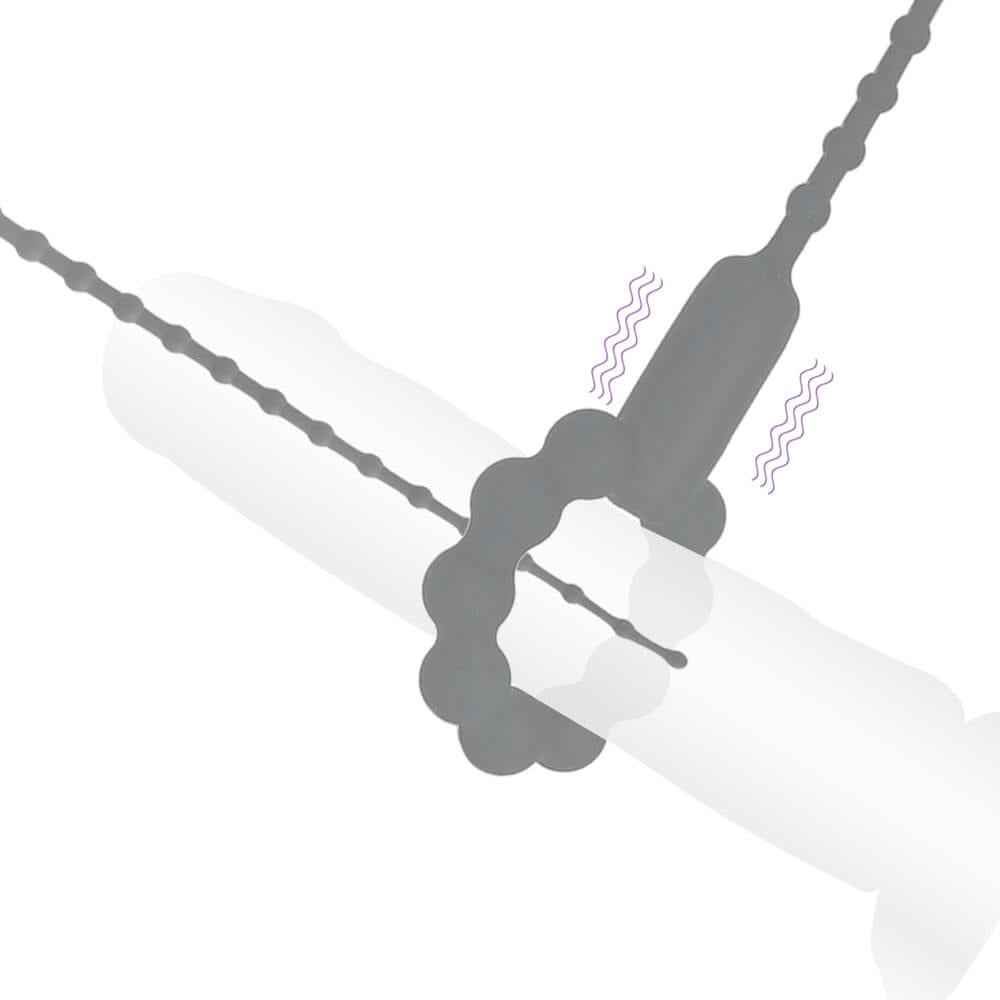 Silicone Cock Ring with Vibrating Urethral Sound - penisplug.co.uk