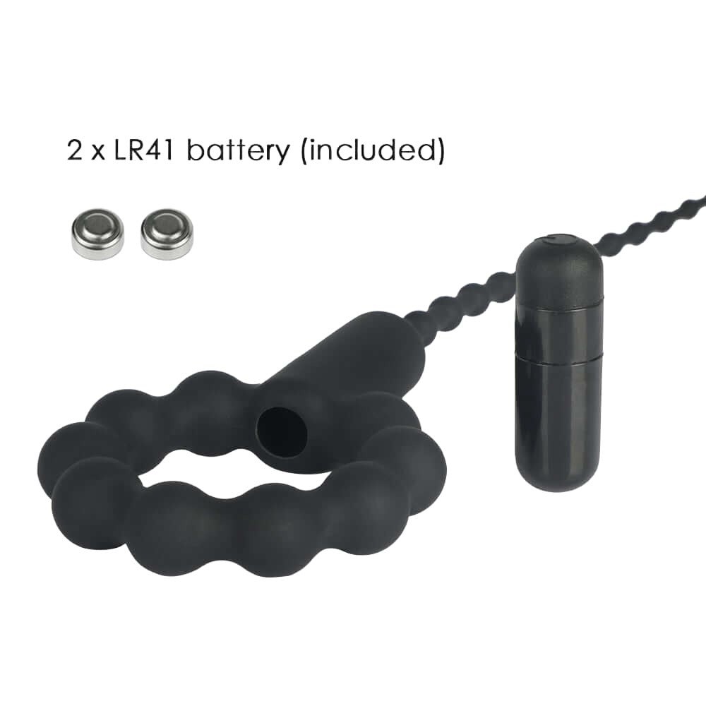 Silicone Cock Ring with Vibrating Urethral Sound - penisplug.co.uk
