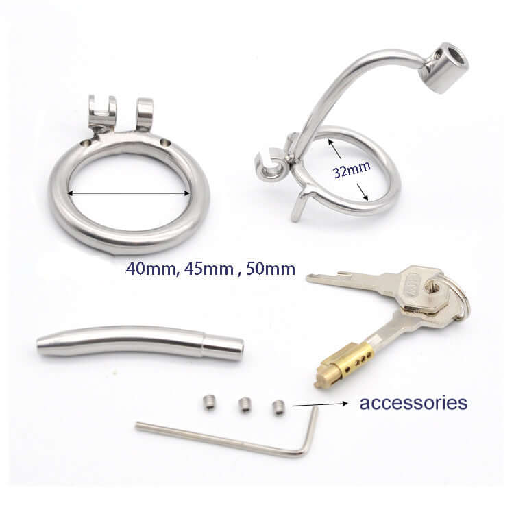Stainless Steel Ringed Chastity Penis Plug