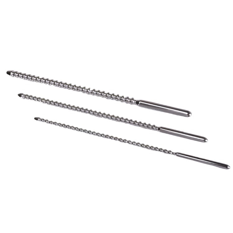 Stainless Steel Ribbed Urethral Sound - penisplug.co.uk