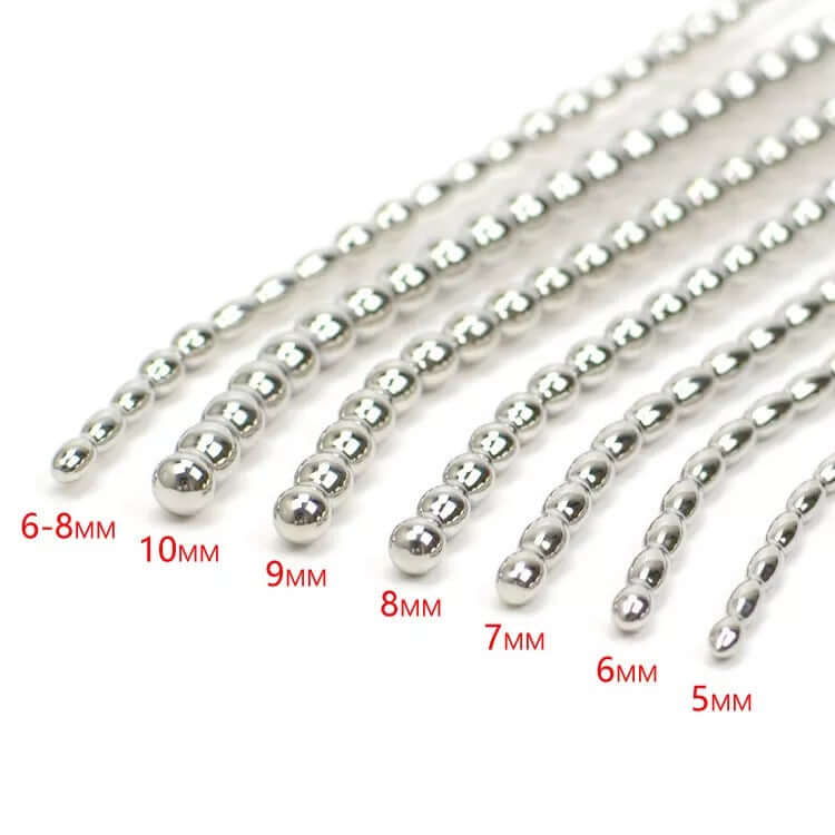 Stainless Steel Angled Beaded Urethral Sound - penisplug.co.uk